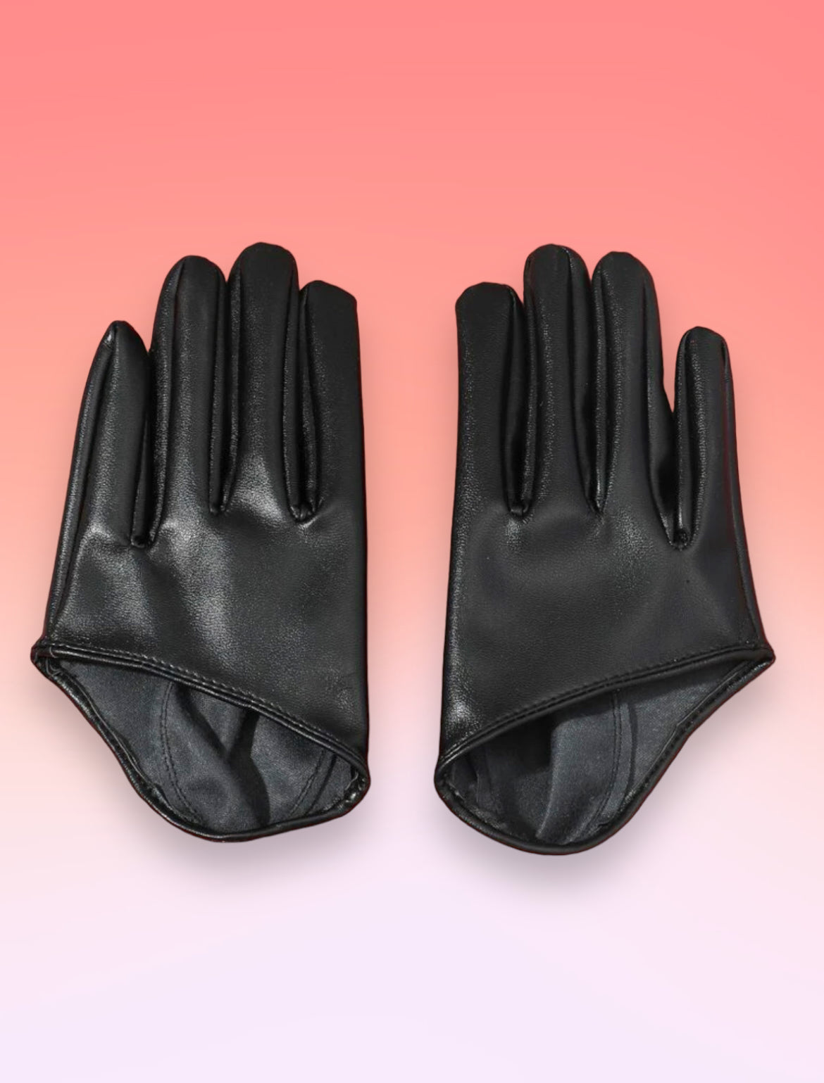 Black PU leather fashion gloves