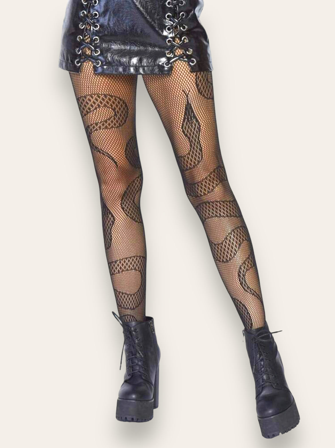 Black fishnet snake tights