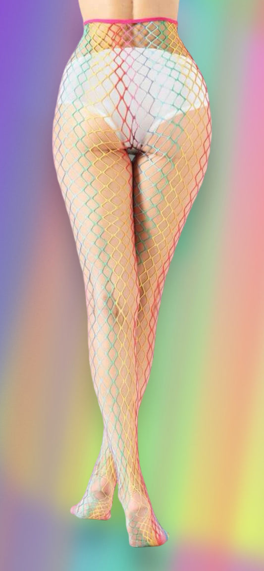 Rainbow Pattern Fishnet tights