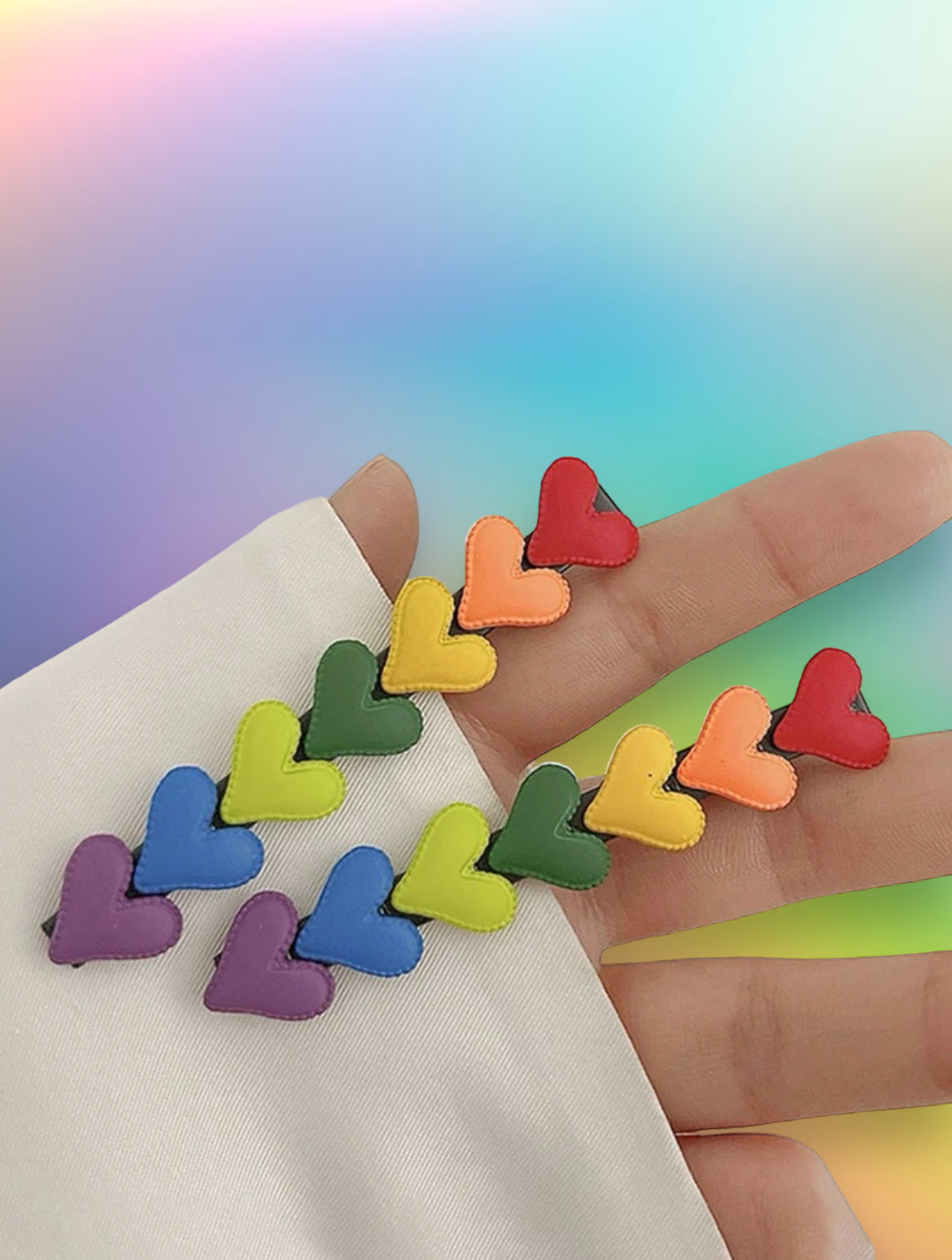 Rainbow heart design heair accessories for pride month