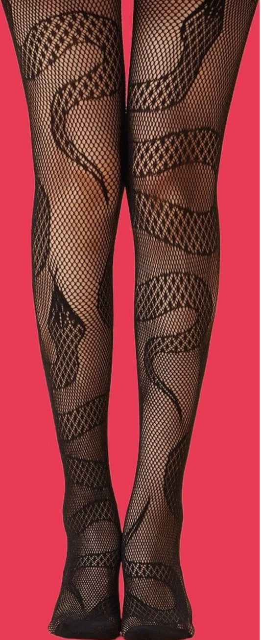 snake patterns snake design black fishnet tights