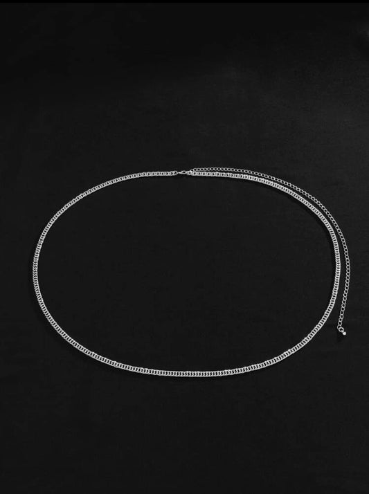 Mens Minimalist Silver Waist Chain
