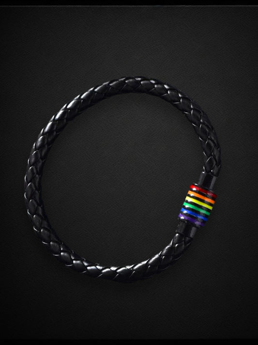 black woven mens bracelet for pride