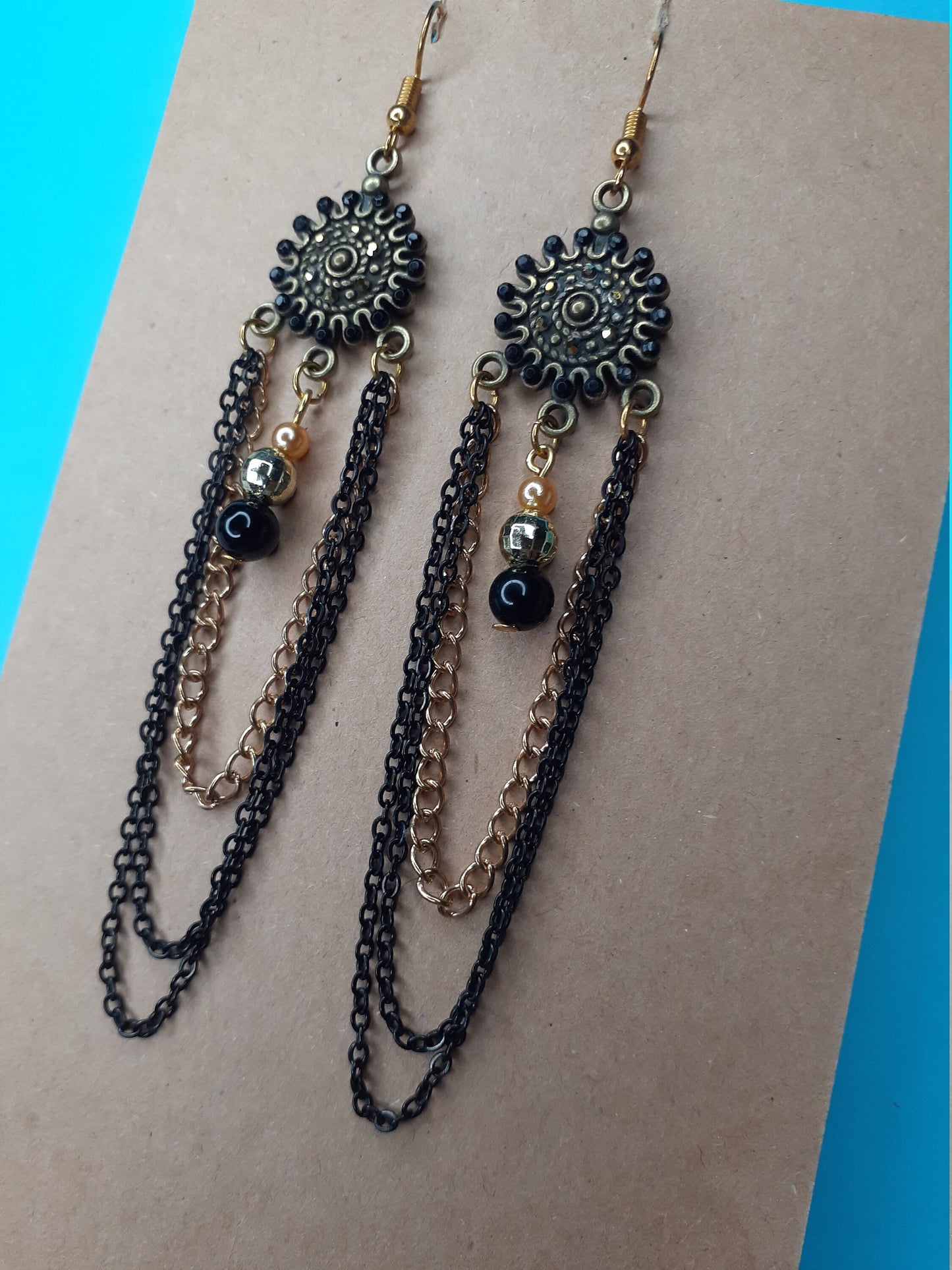 Sunburst handmade chandelier earrings