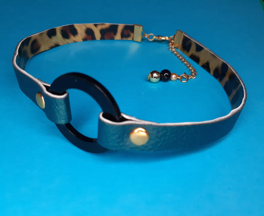 Unique Sexy choker, Cheetah print metallic green choker- The kitty collection