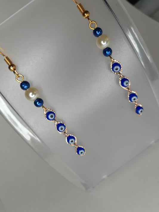 14k Gold filled evil eye drop earrings