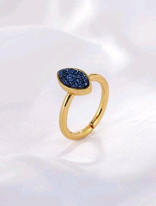 gold adjustable gemstone ring