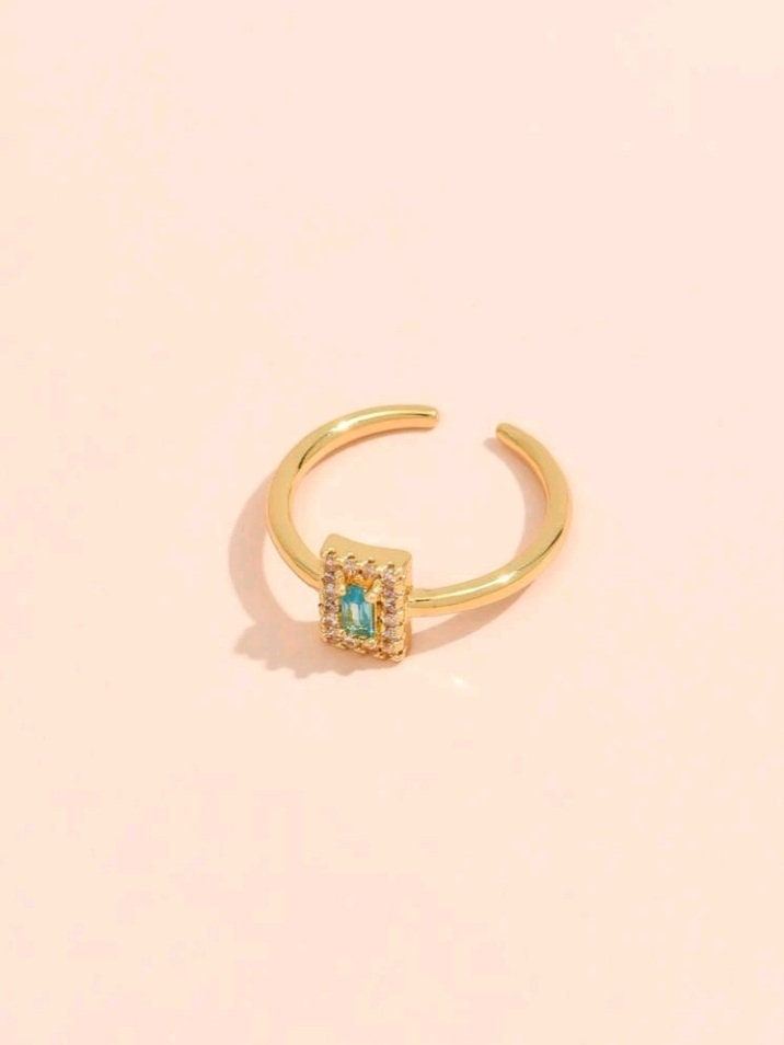 Blue zircon adjustable ring