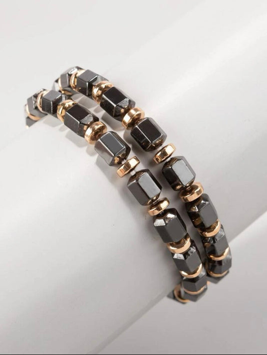 Mens beaded bracelet set. 2 pack