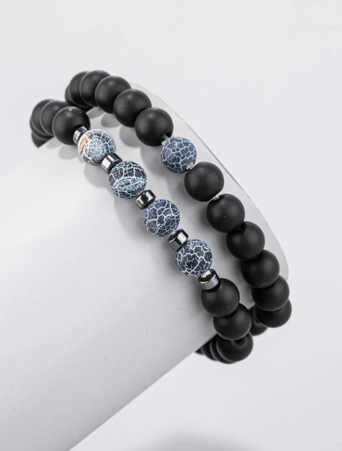 Unique beaded bracelet for men, Mens beaded bracelet set