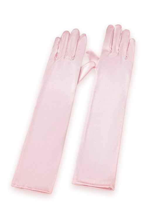Pink satin gloves. Soft to the touch. Hish quality satin gloves.