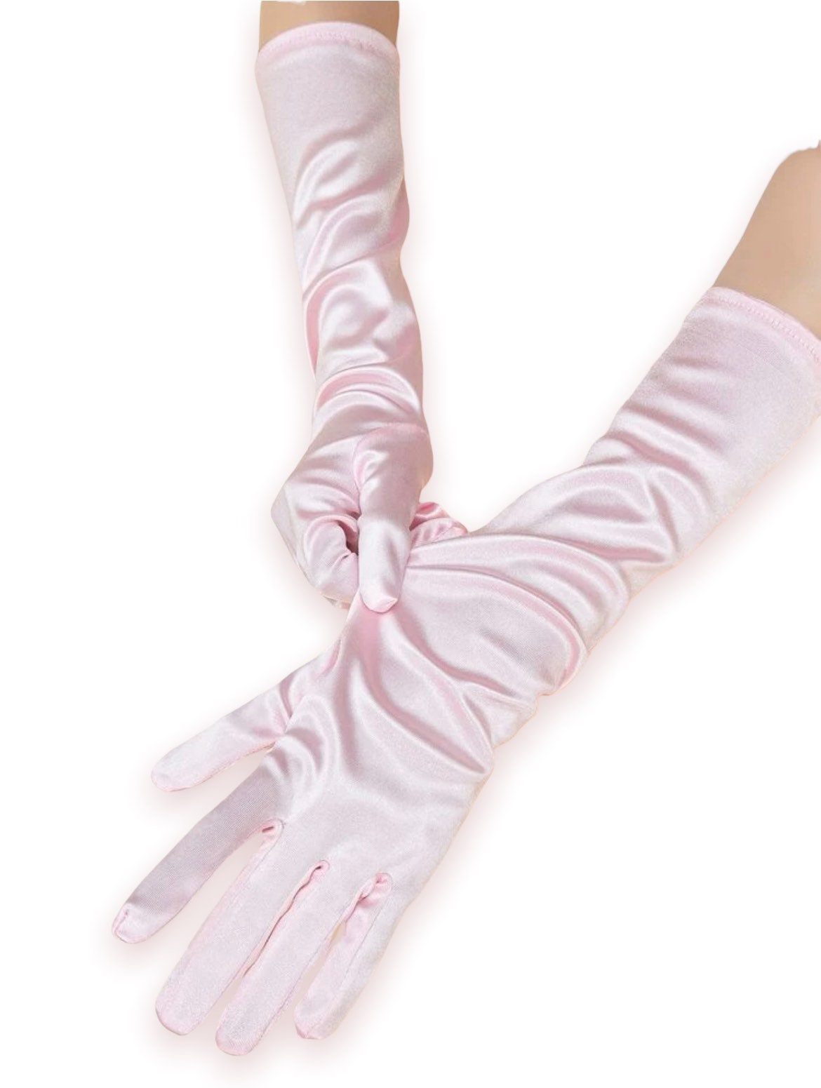 Pink gloves, soft satin, comfortable to wear