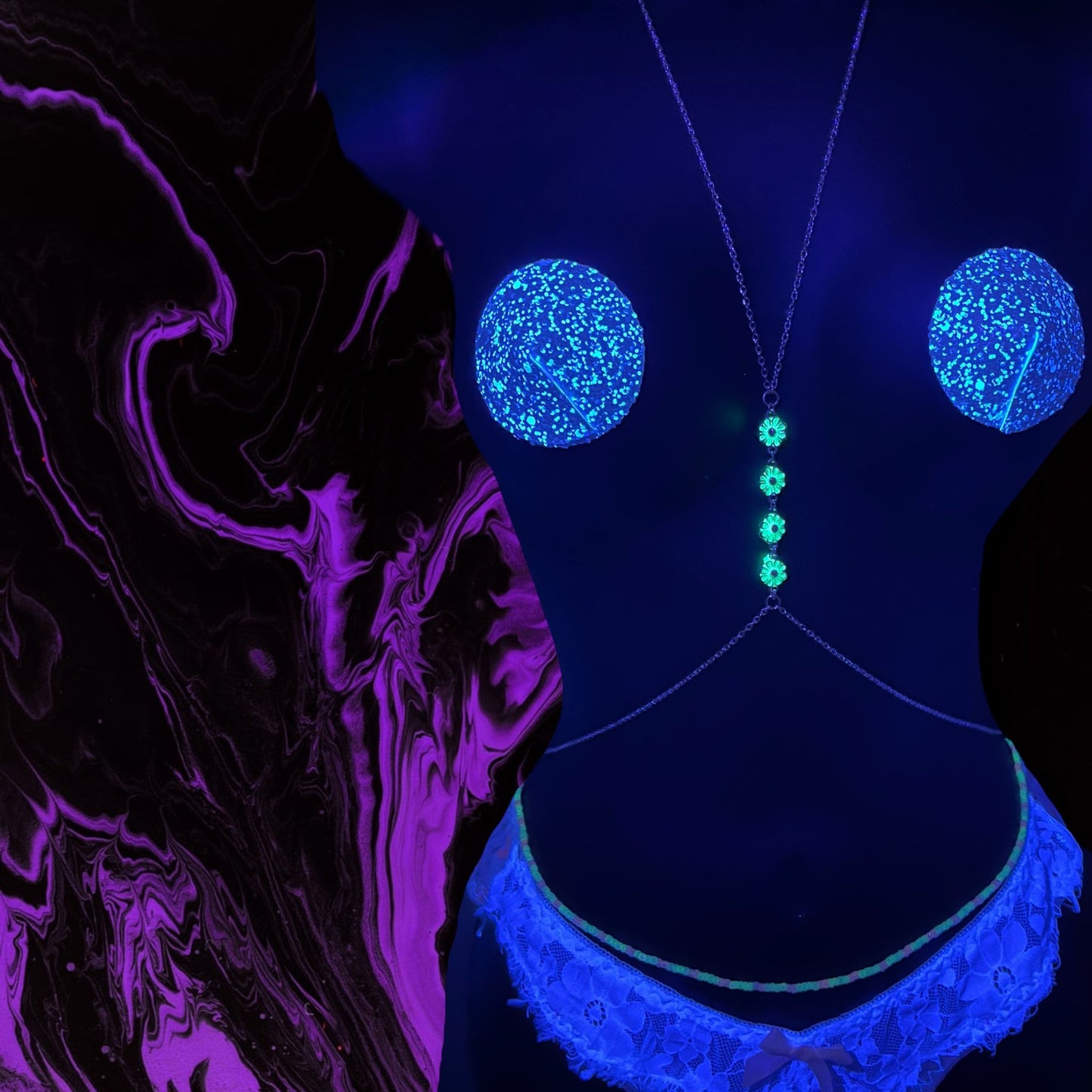 Luminous floral beach body chain