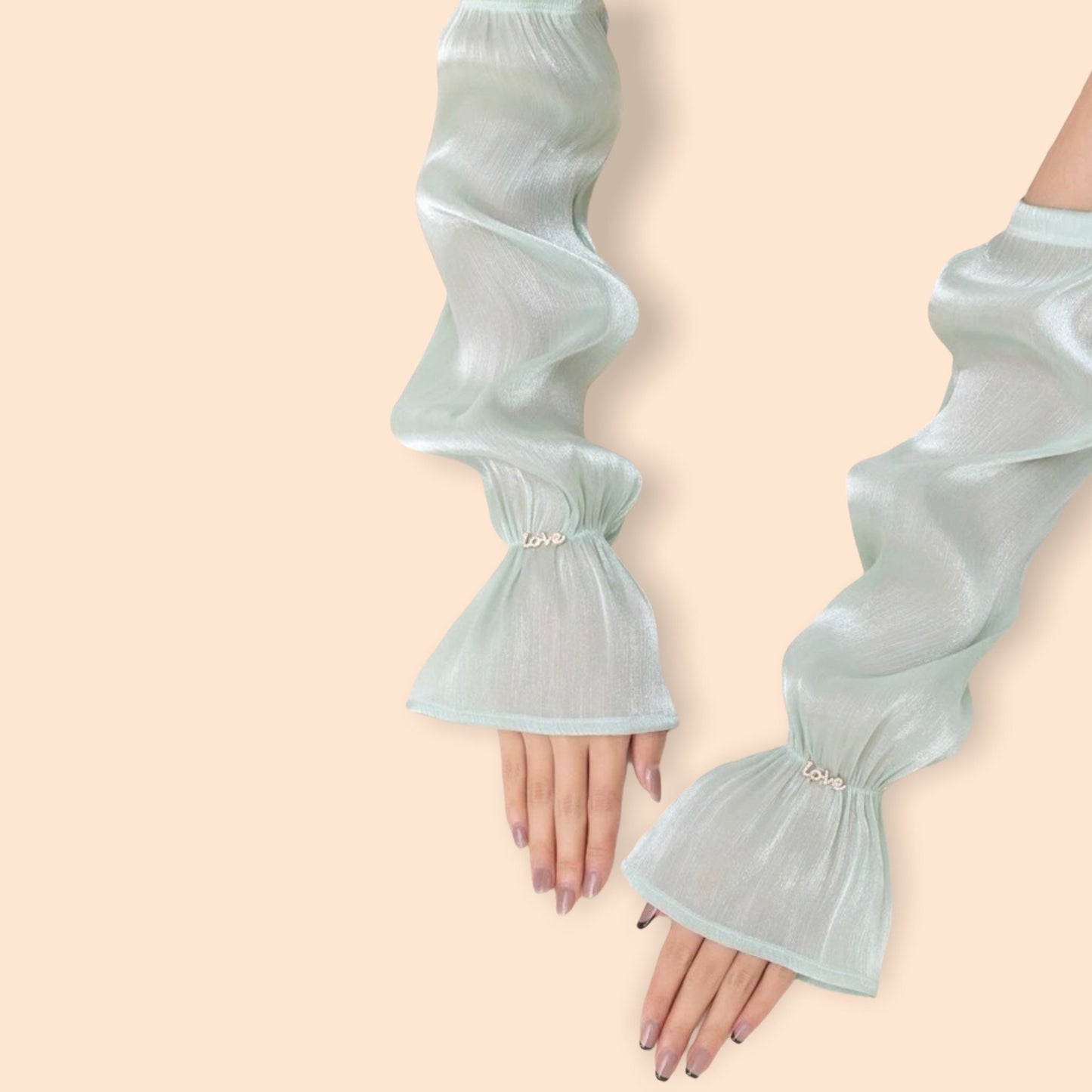 Mint shiny lustrous arm sleeves