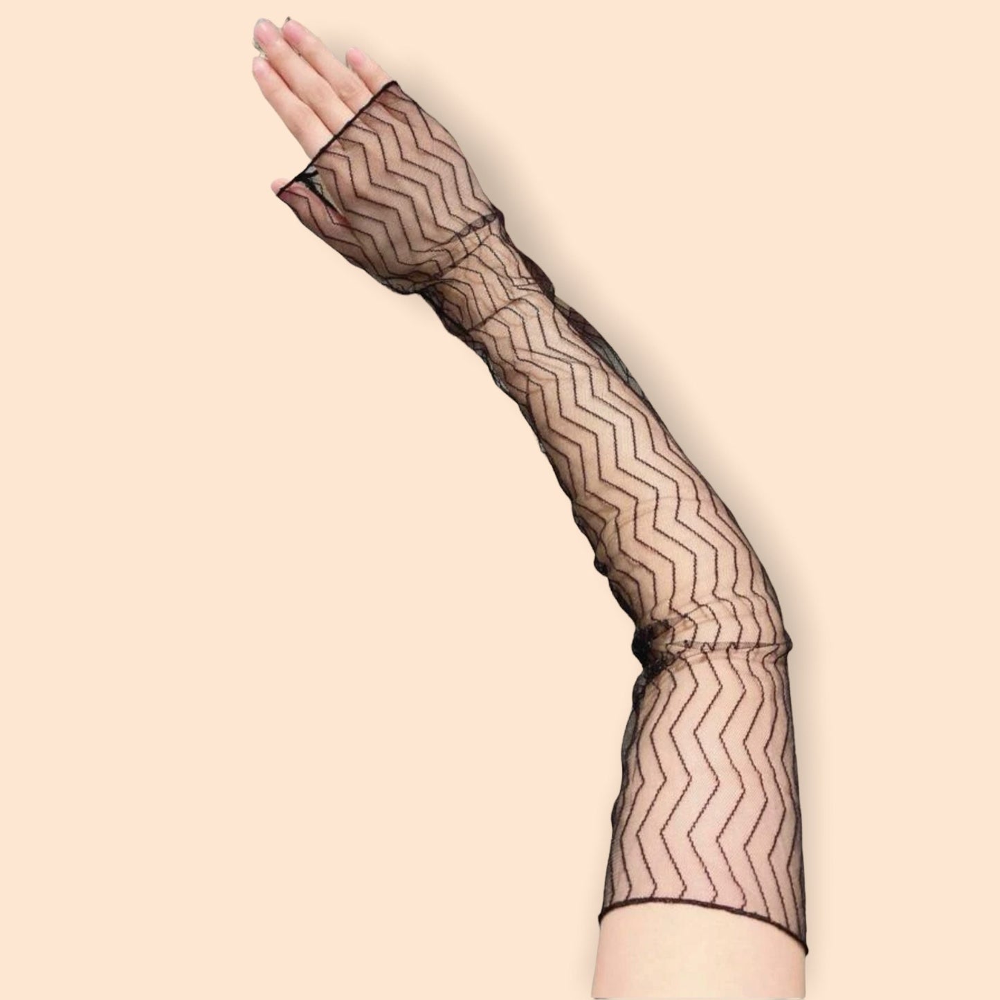 Above the elbow black chevron mesh arm sleeves