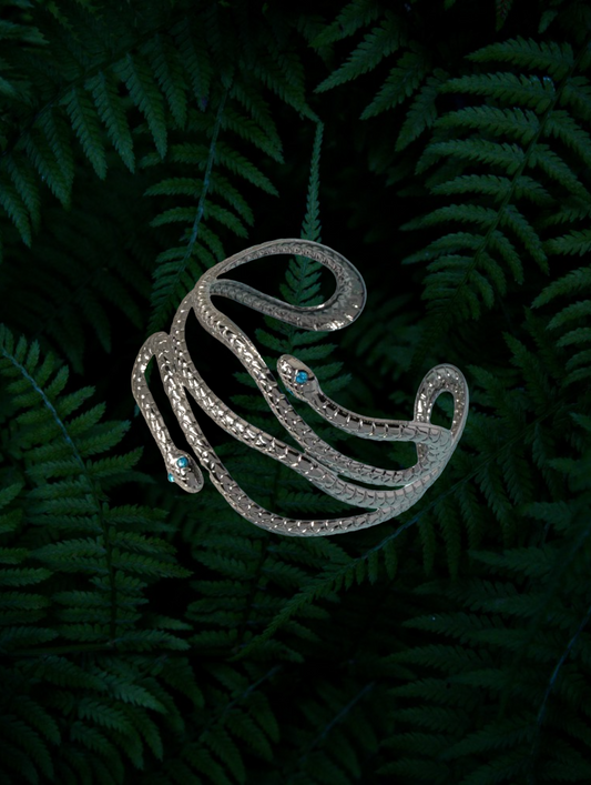 Silver snake cuff bracelet, Adjustable silver snake bracelet,Snake Cuff bangle
