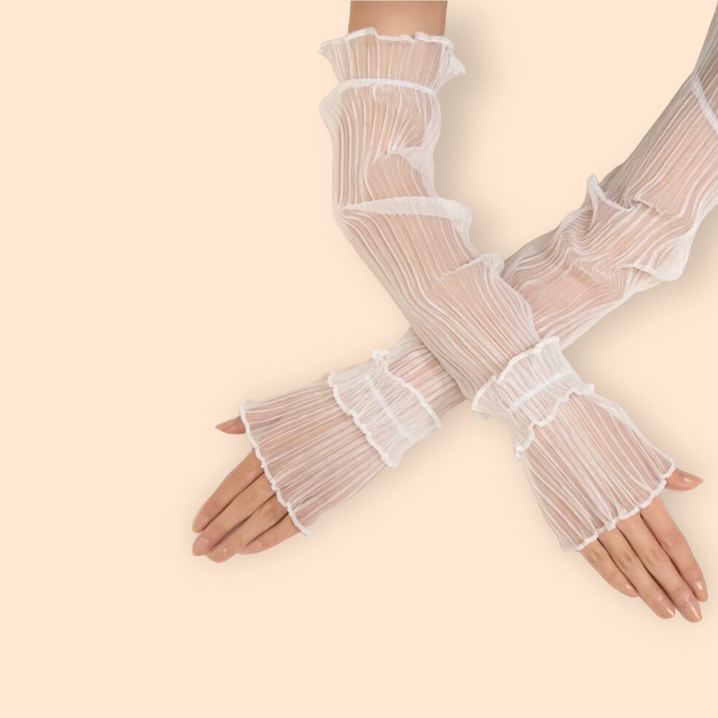 Sheer white arm sleeves