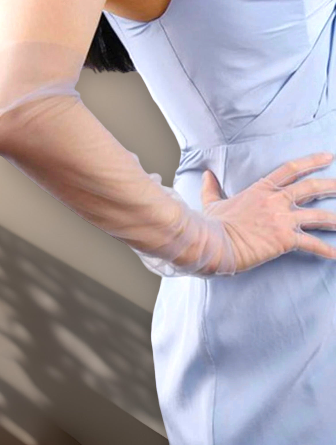 Long tulle gloves plain gray