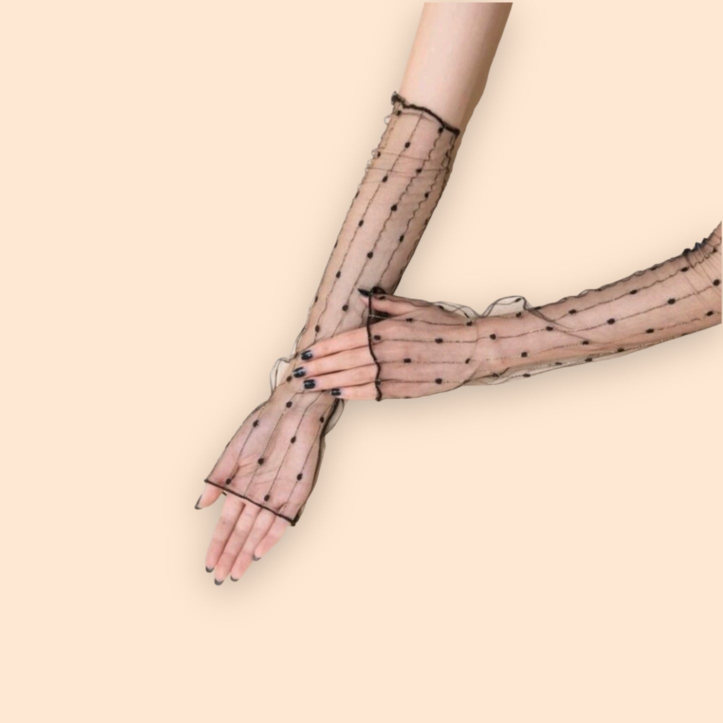 black glitter fingerless gloves