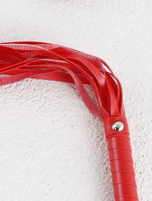 Red vegan leather flogger, BDSM adult toys, Faux leather whips for adults