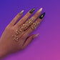 Vintage gold floral design mitten rings