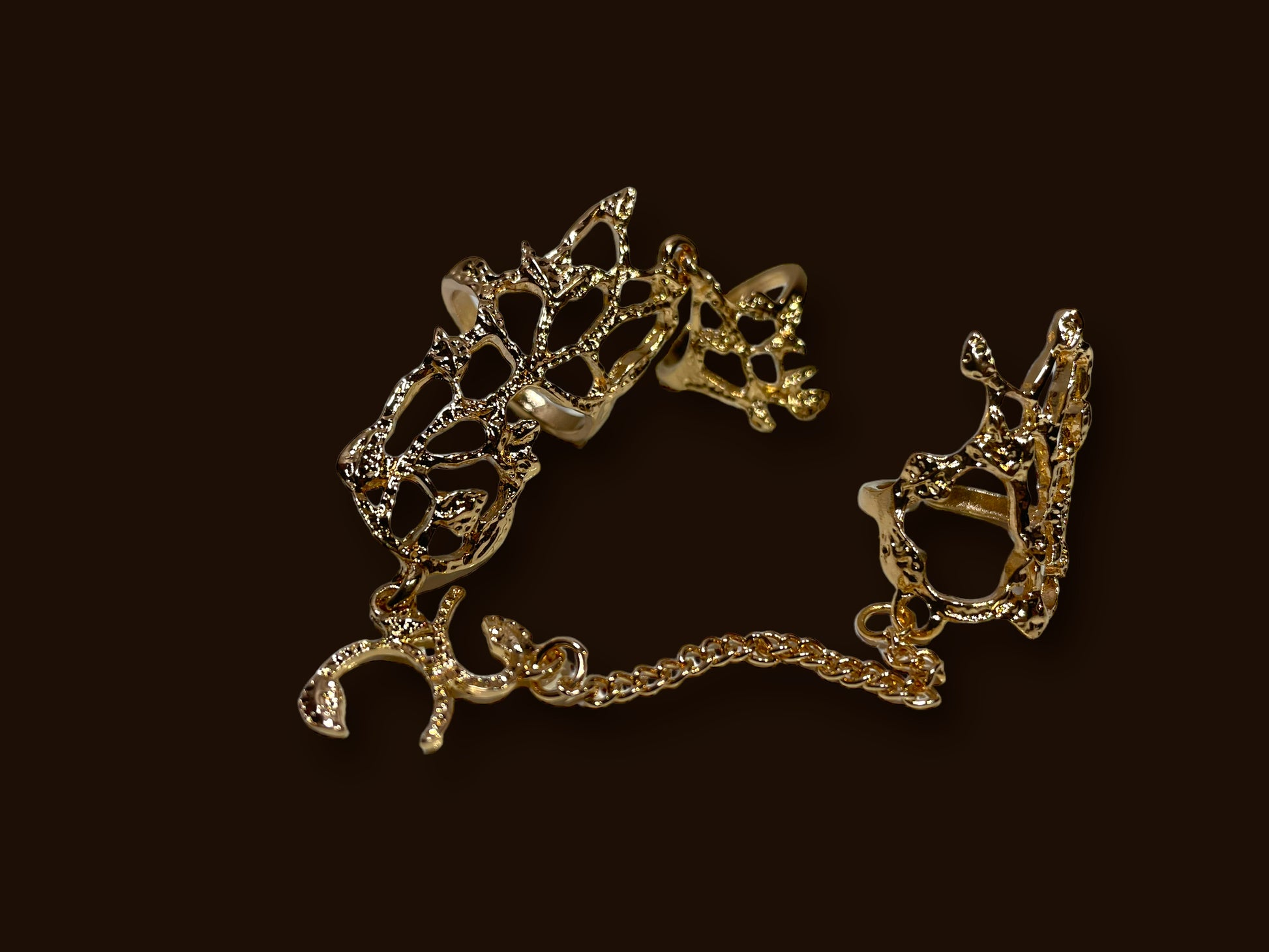 gold floral design rings