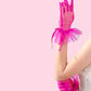 Hot pink fashion gloves with adjustable tie