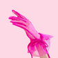 womens hot pink short mesh gloves