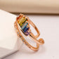 Rainbow zirconia design cuff ring