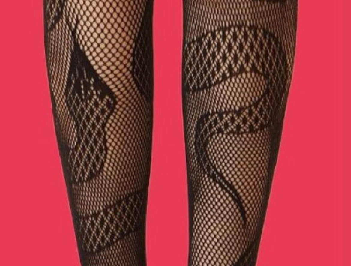 snake fishnet tights