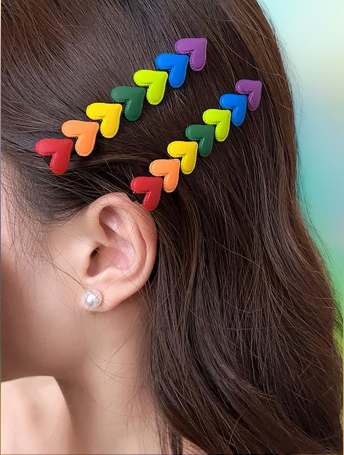 Rainbow heart pattern Pride Hair Clips