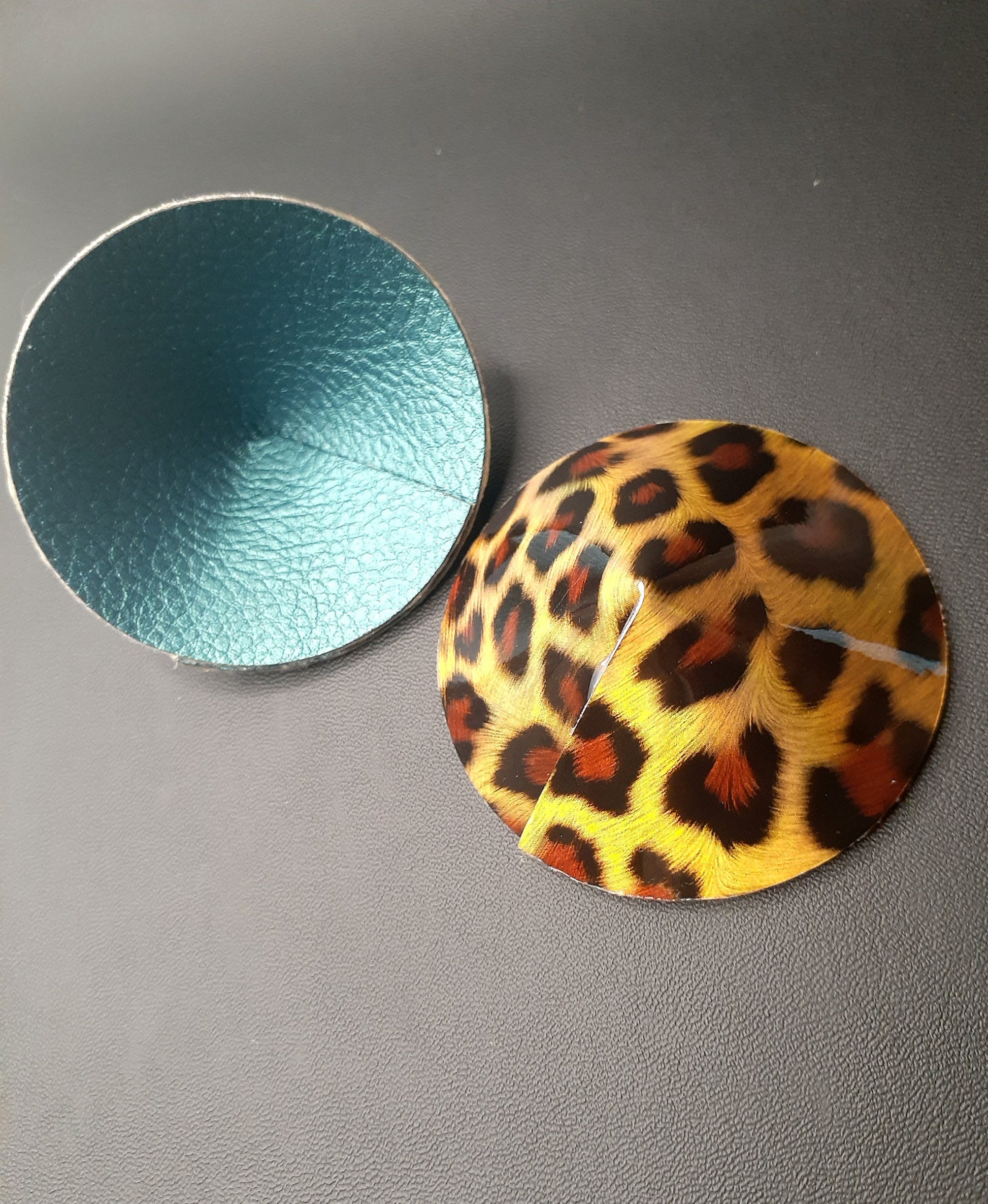 Cheetah print pasties yellow holographic print