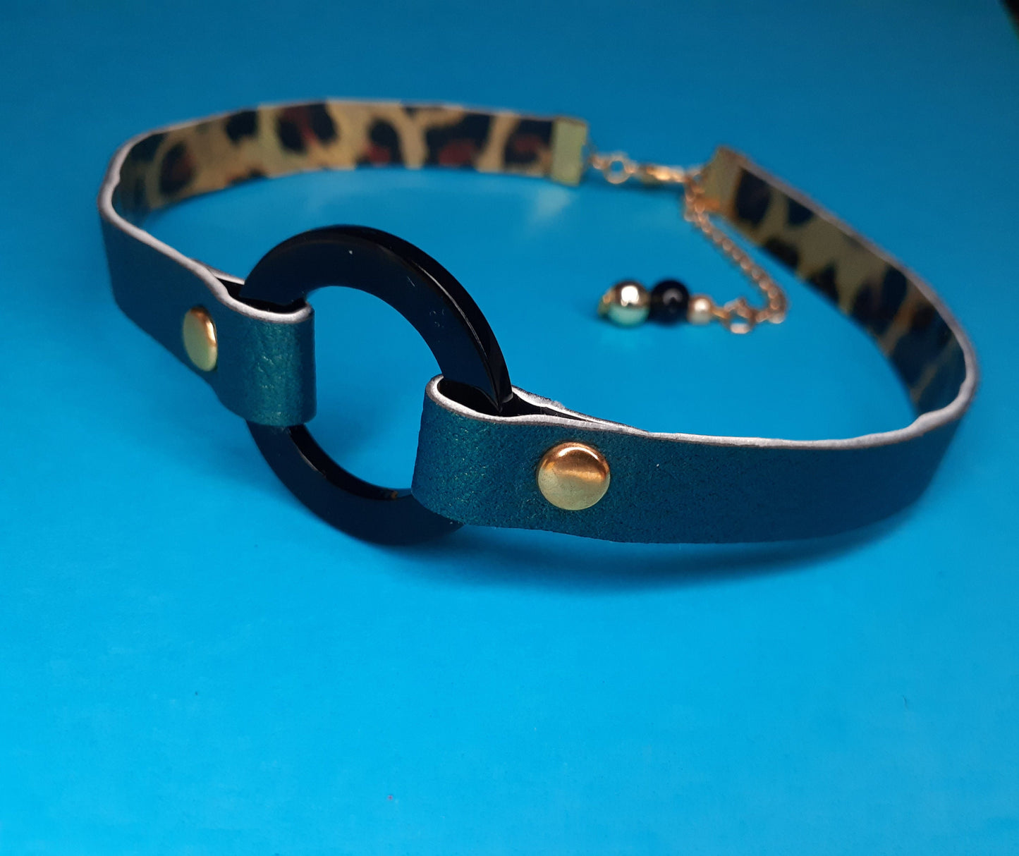 Unique Sexy choker, Cheetah print metallic green choker- The kitty collection