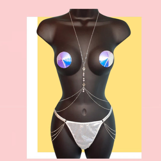 Lavender Body chain with feathered details