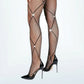 Rhinestone embellished diamond pattern waist high tights.