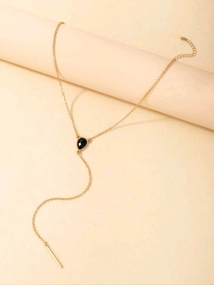 Black and gold Y- lariat necklace