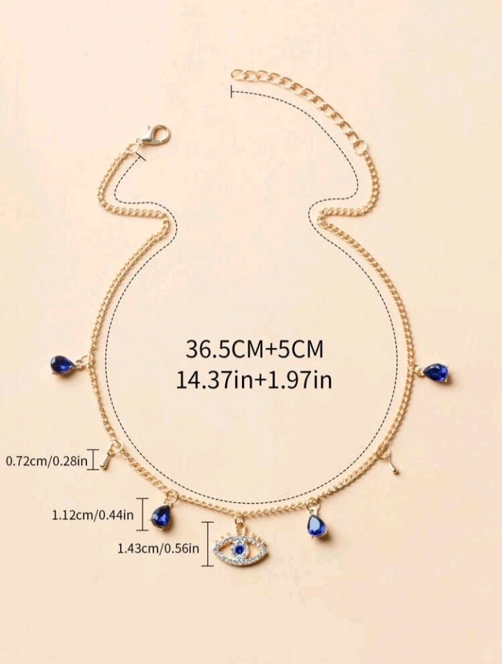 Gold dainty evil eye necklace