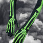 Green and black skeleton halloween fashion gloves