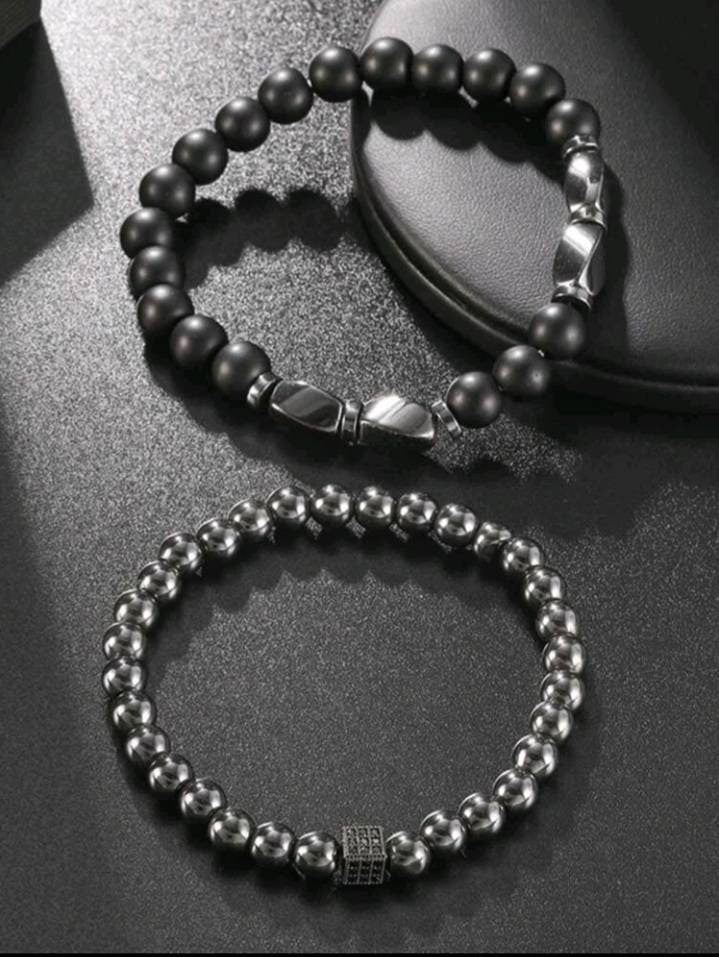 Dice beaded mens bracelet set