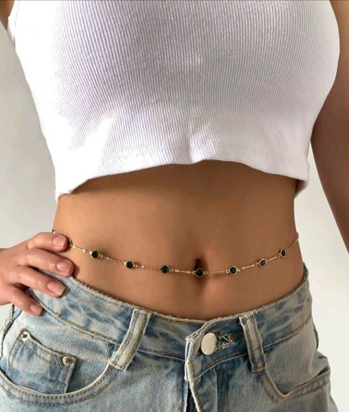 green and gold waist chain
