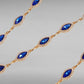 Saphire blue and diamond colored rhinestone chain belt