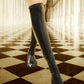 Knee length faux leather socks
