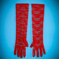 Red  elbow length floral gloves