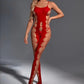 Red cutout criss cross catsuit
