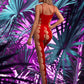 Red cutout lingerie body suit