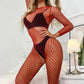 Red fishnet bodysuit