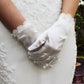 Rhinestone embellished satin bridal mittens