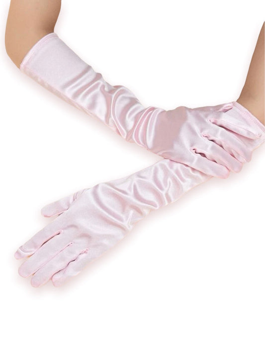 Light pink Satin below the elbow gloves