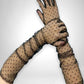 Polka dot elbow length sheer gloves