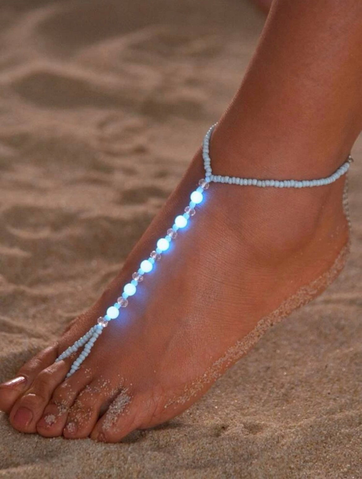 beaded glow in the dark beach anklet